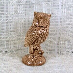 Ceramic Owl Figurine, Handmade Brown Glazed Owl Statue, Owl Decor, Owl Gift